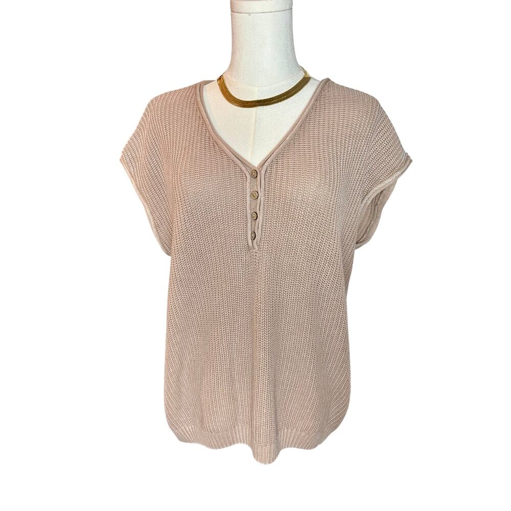 NEW - V-Neck Sleeveless Cotton Knit Top by J.O.A. - Large